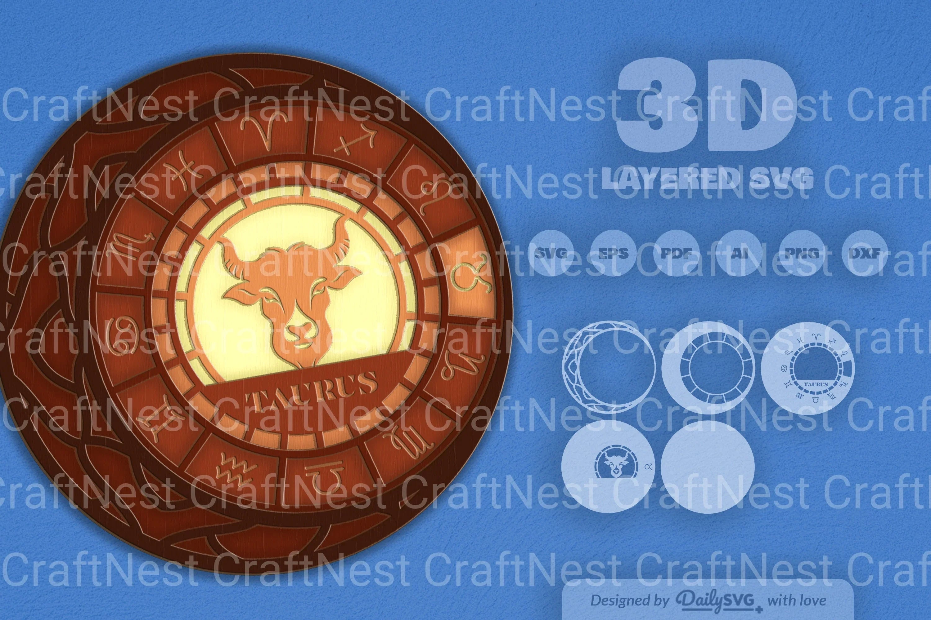 Taurus Zodiac Laser Cut SVG Bundle