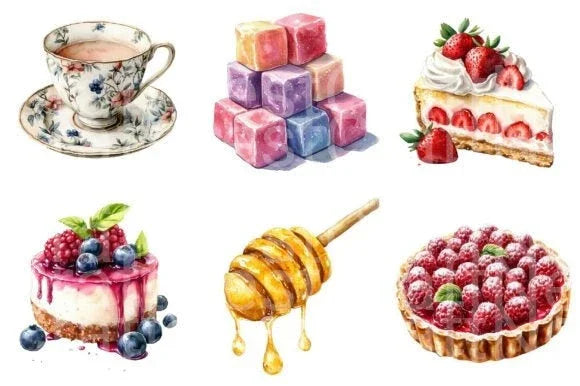Tea Time Cake Clipart Bundle - CraftNest - Digital Crafting and Art