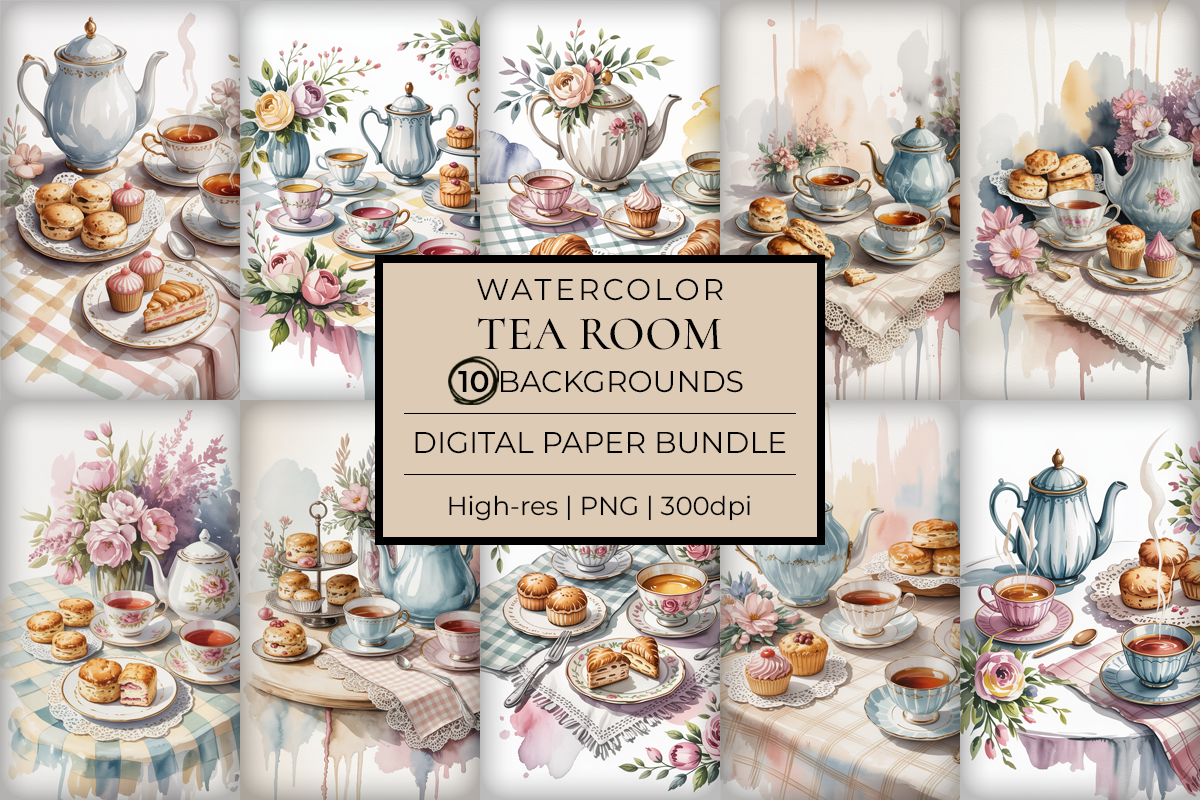 Tea Room Junk Journal Papers