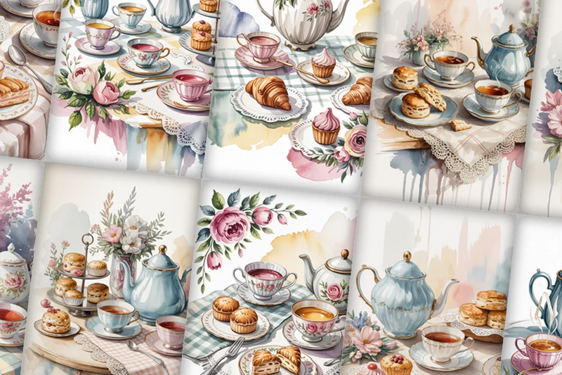 Tea Room Junk Journal Papers - CraftNest - Digital Crafting and Art