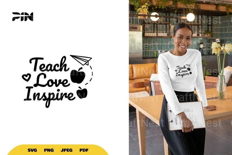 Teach Love Inspire Teacher SVG Bundle - CraftNest - Digital Crafting and Art