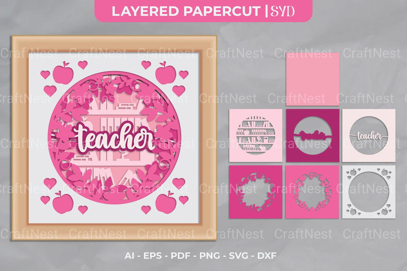 Teacher 3D Shadow Box SVG Bundle - CraftNest - Digital Crafting and Art