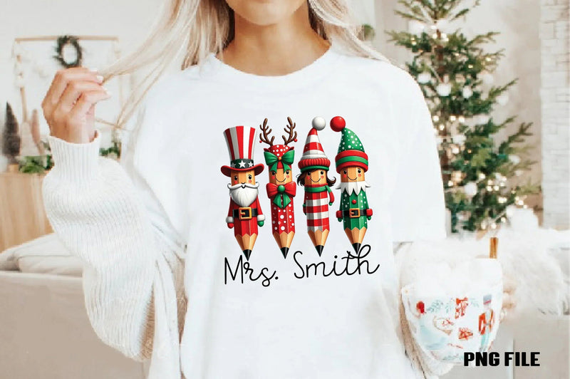 Teacher Pencil Christmas Coquette Clipart Bundle - CraftNest - Digital Crafting and Art