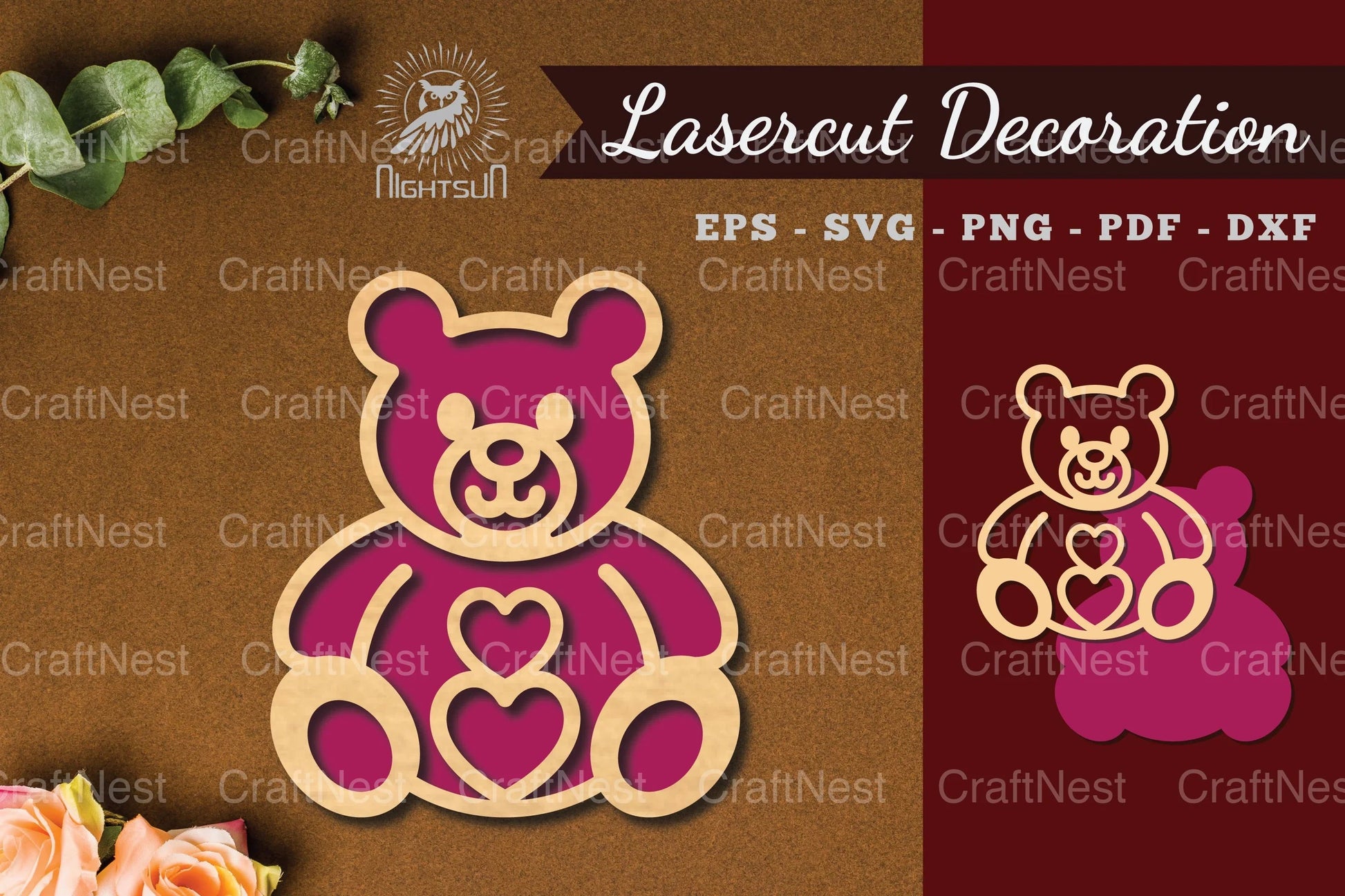 Teddy Bear Laser Cut Decoration Bundle - CraftNest - Digital Crafting and Art