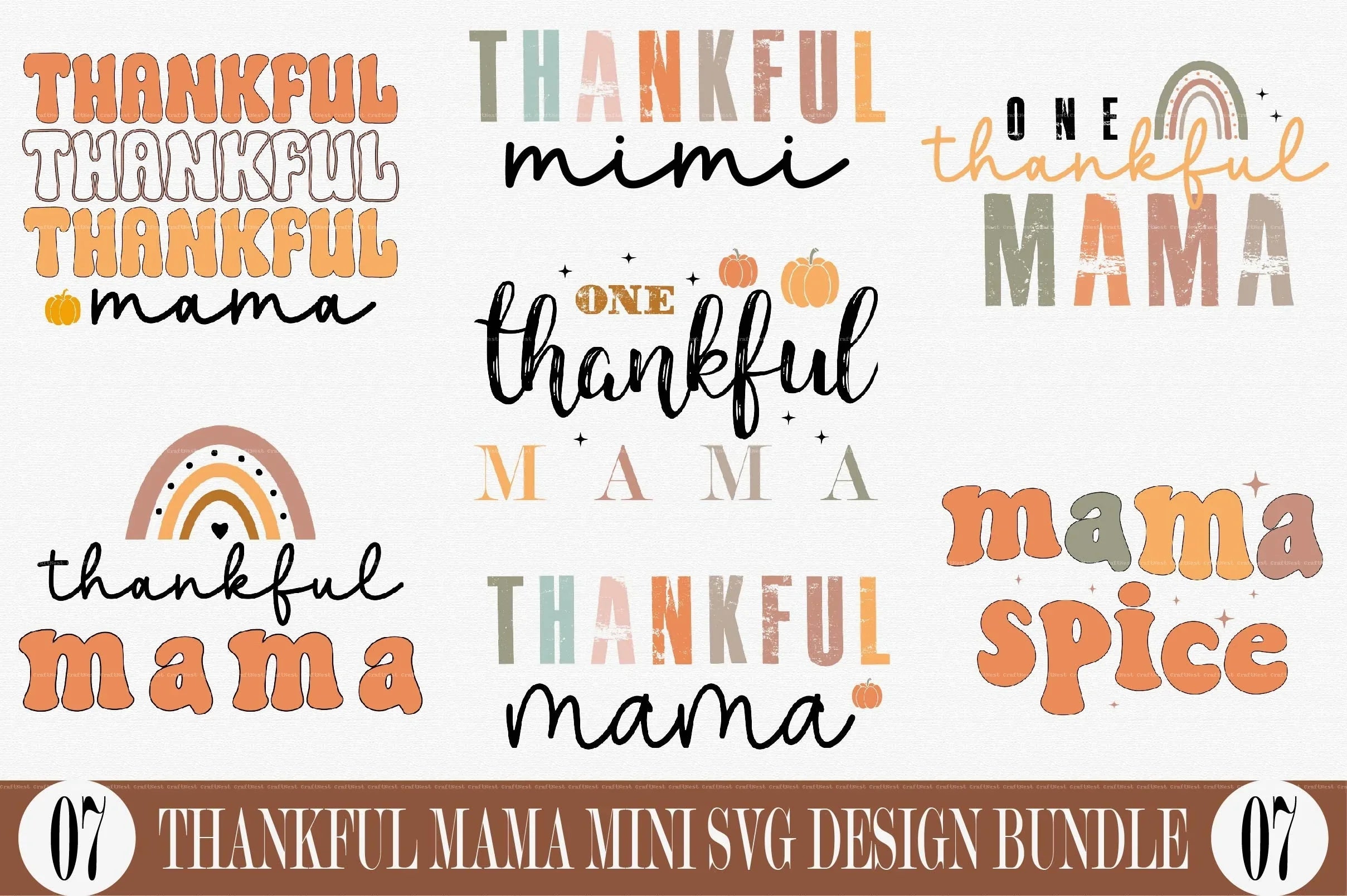 Thankful Mama Mini SVG Design Bundle