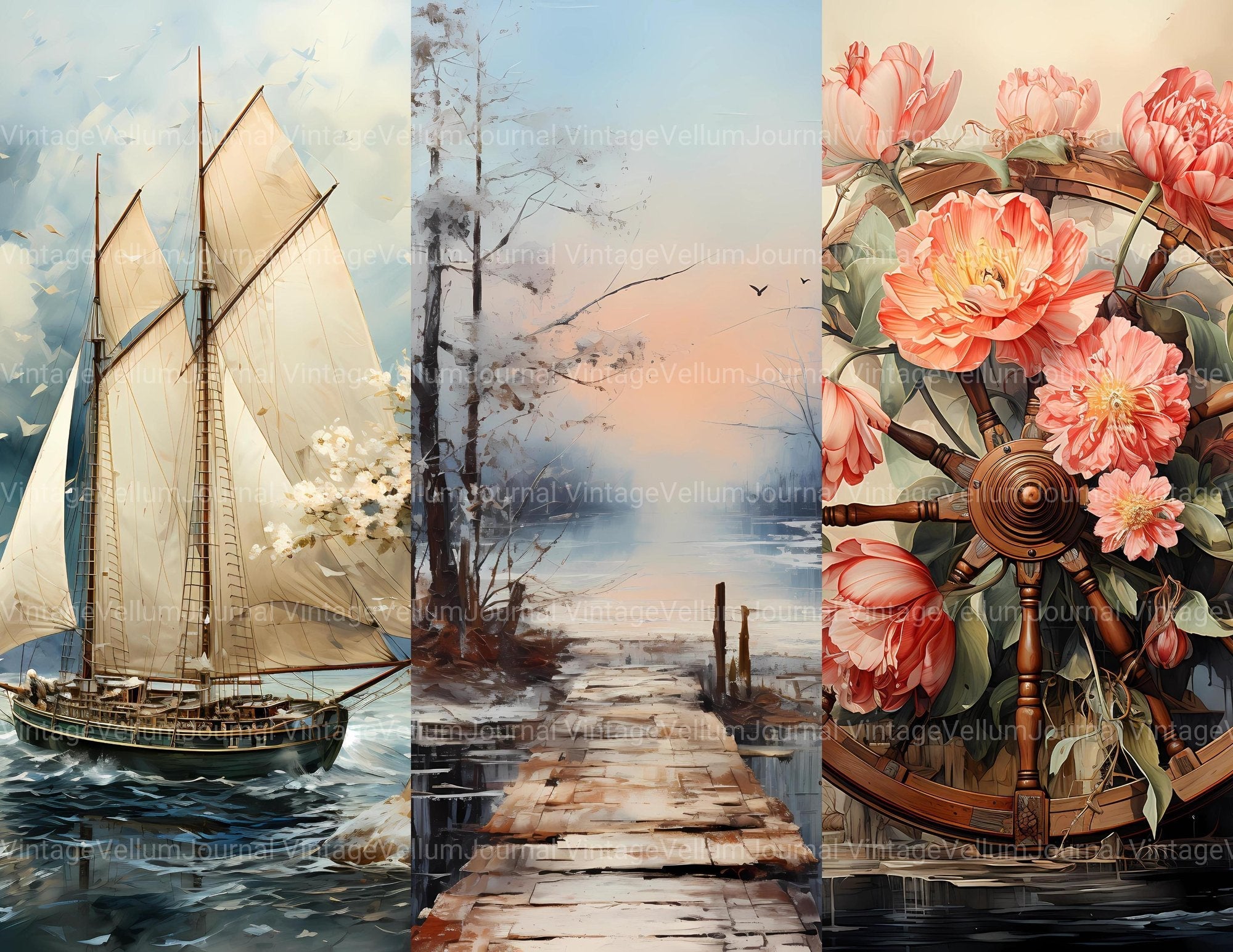 Nautical Spring Junk Journal Pages - CraftNest