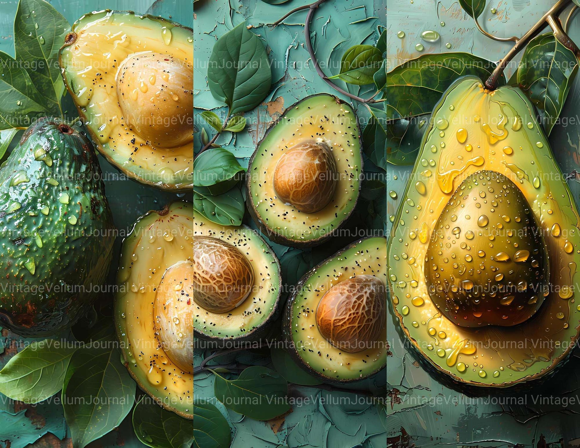Avocado Junk Journal Pages - CraftNest - Digital Crafting and Art