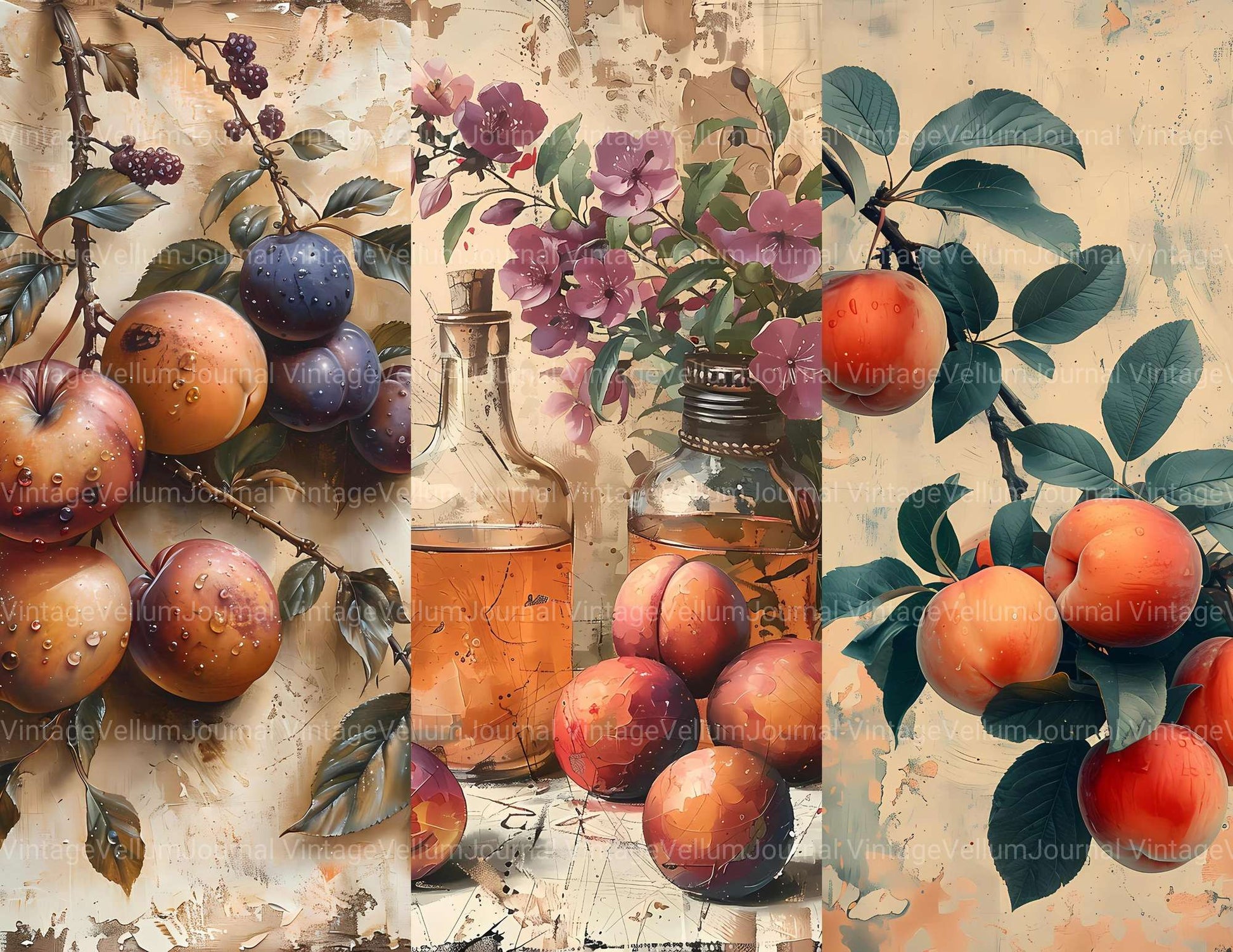 Stone Fruit Junk Journal Pages - CraftNest - Digital Crafting and Art