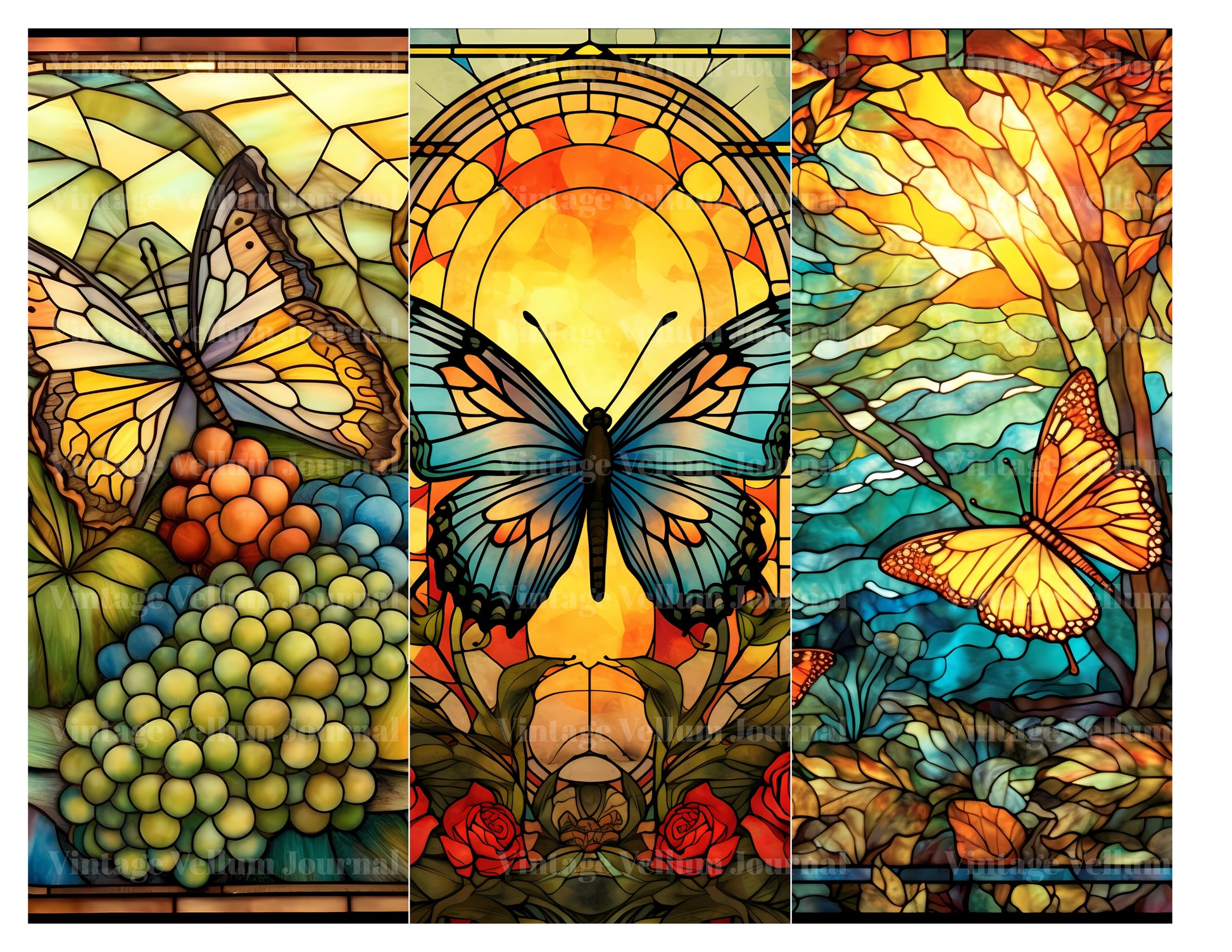 Stained Glass Butterflies Junk Journal Pages - CraftNest