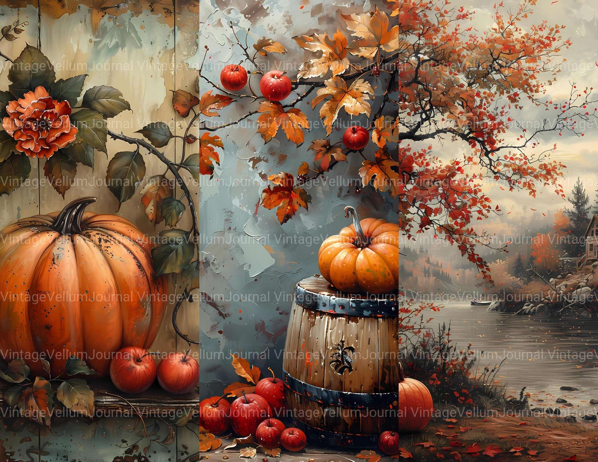 Autumn Apple Junk Journal Pages - CraftNest - Digital Crafting and Art