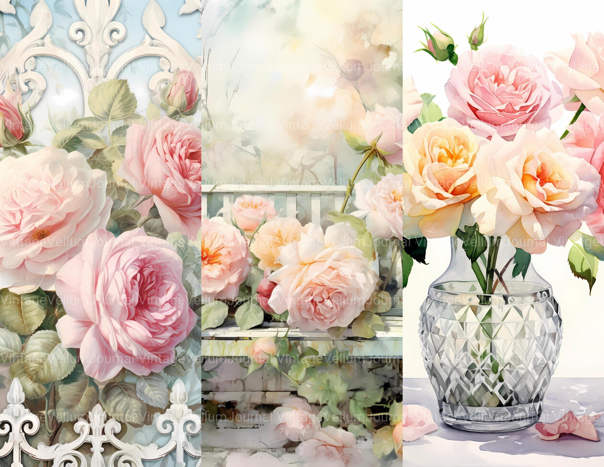 Garden Roses Junk Journal Pages - CraftNest