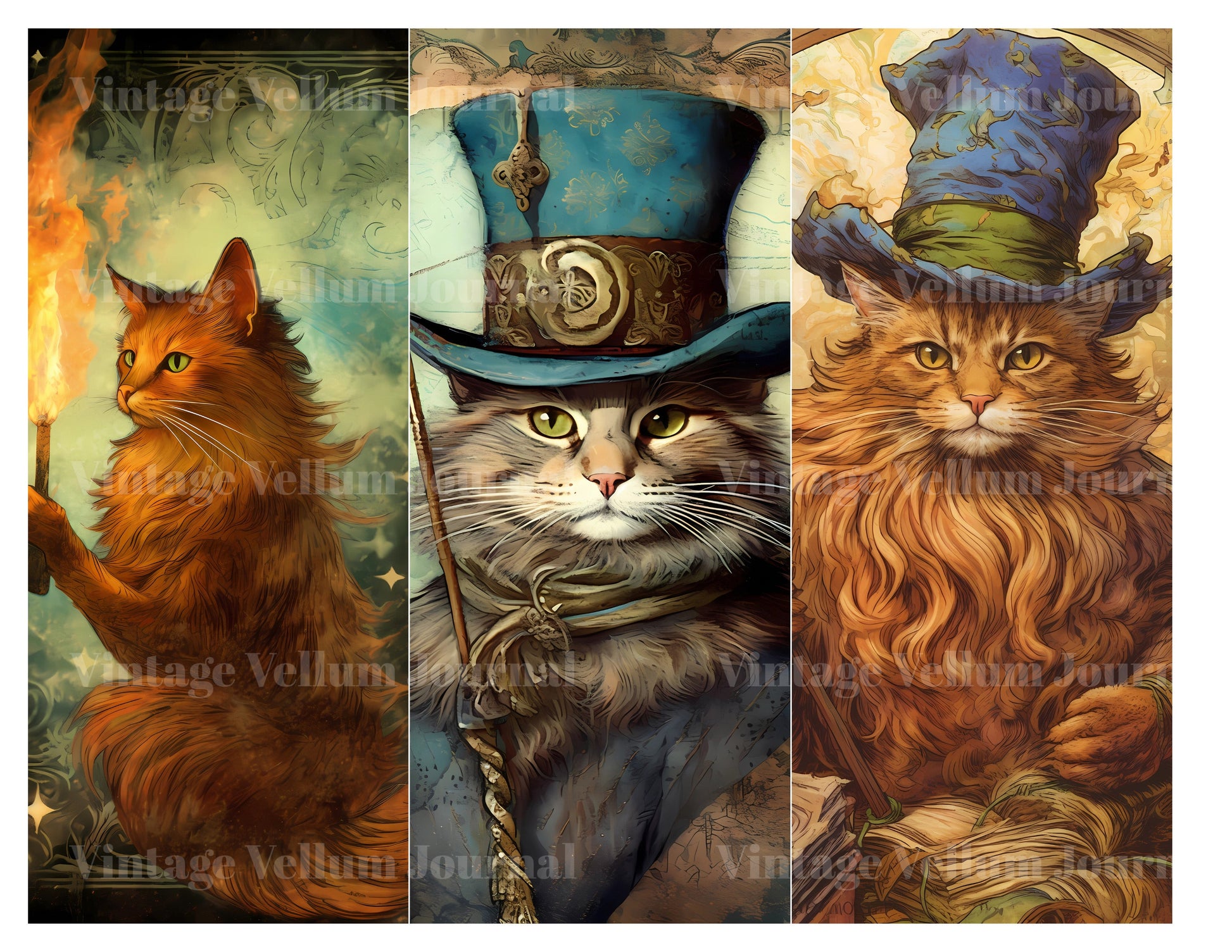Wizard Cats Junk Journal Pages - CraftNest