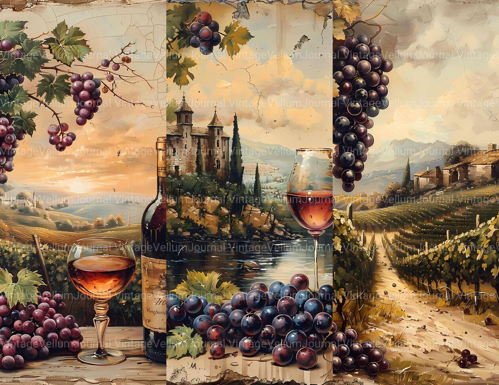 Vineyard Grapes Junk Journal Pages - CraftNest - Digital Crafting and Art