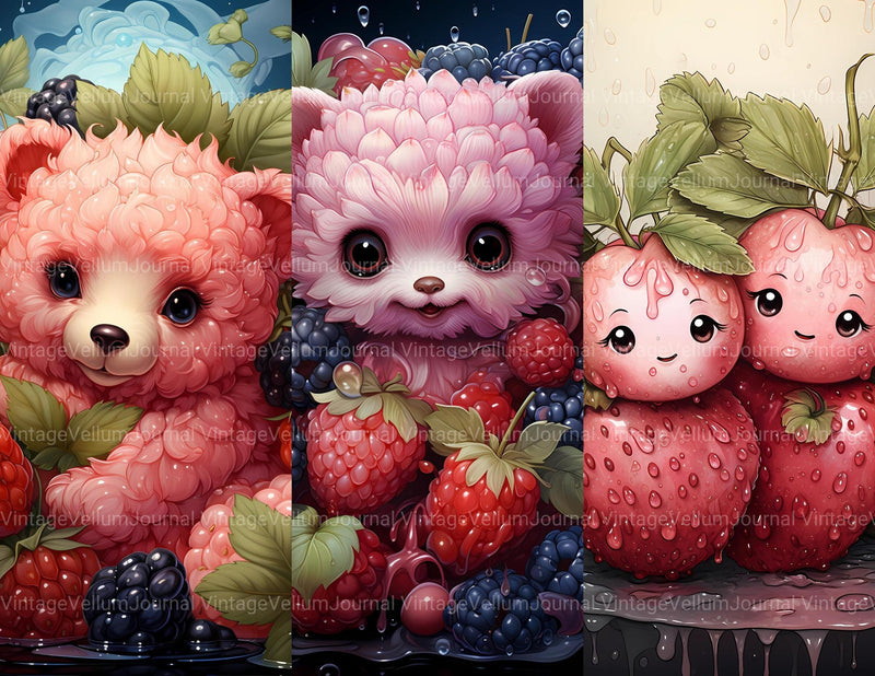 Kawaii Fruits Junk Journal Pages - CraftNest
