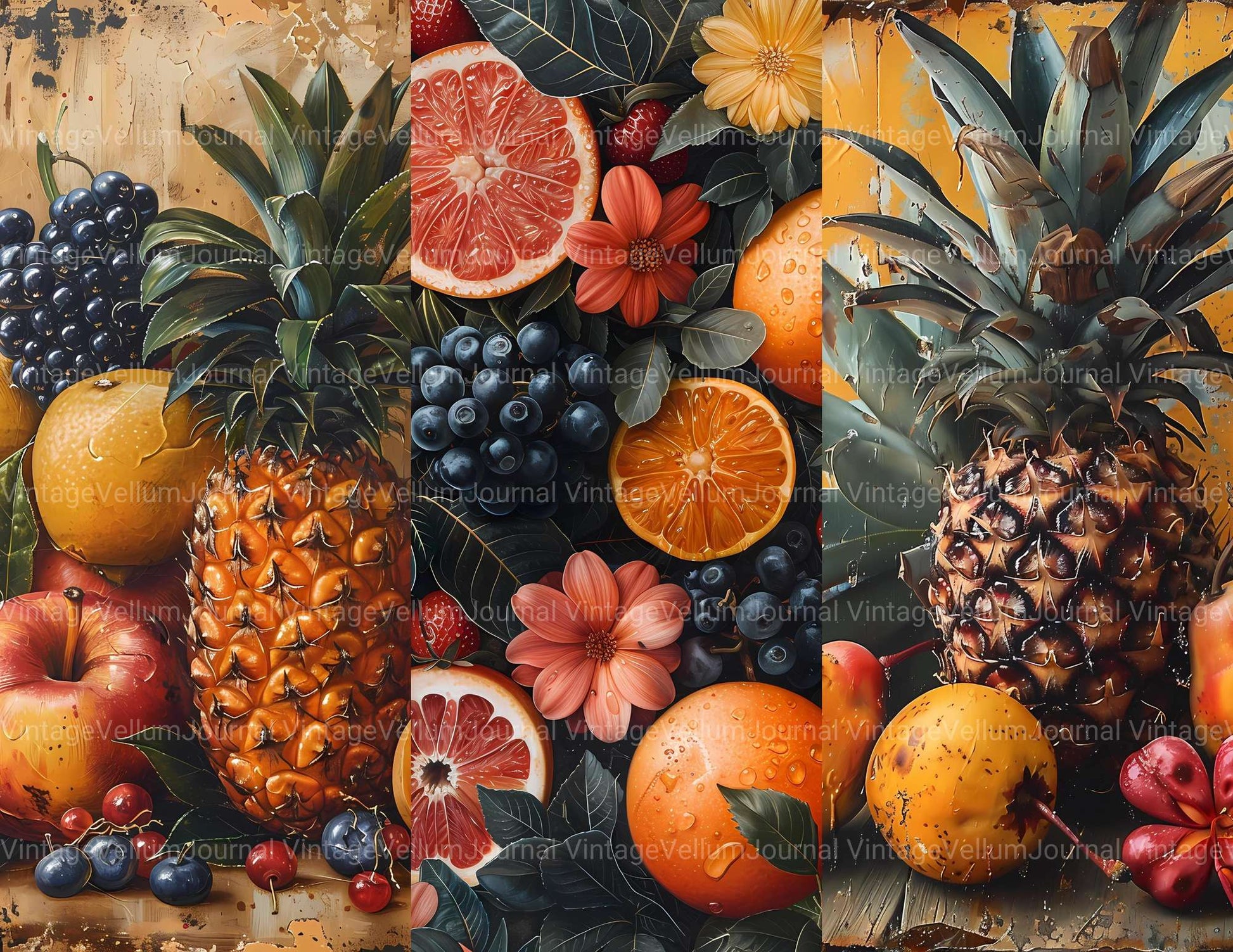 Tropical Fruit Junk Journal Pages - CraftNest - Digital Crafting and Art