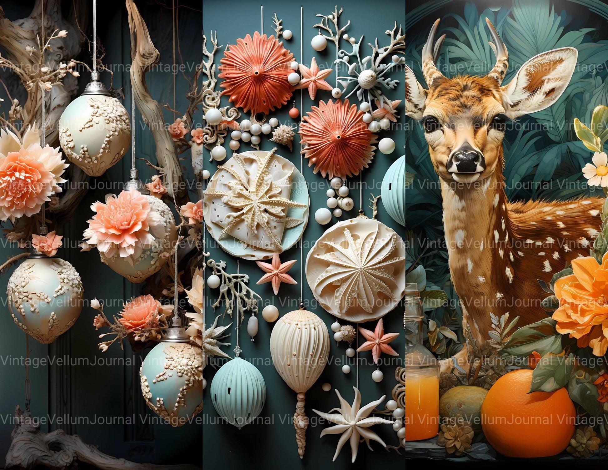 Tropical Christmas Junk Journal Pages - CraftNest