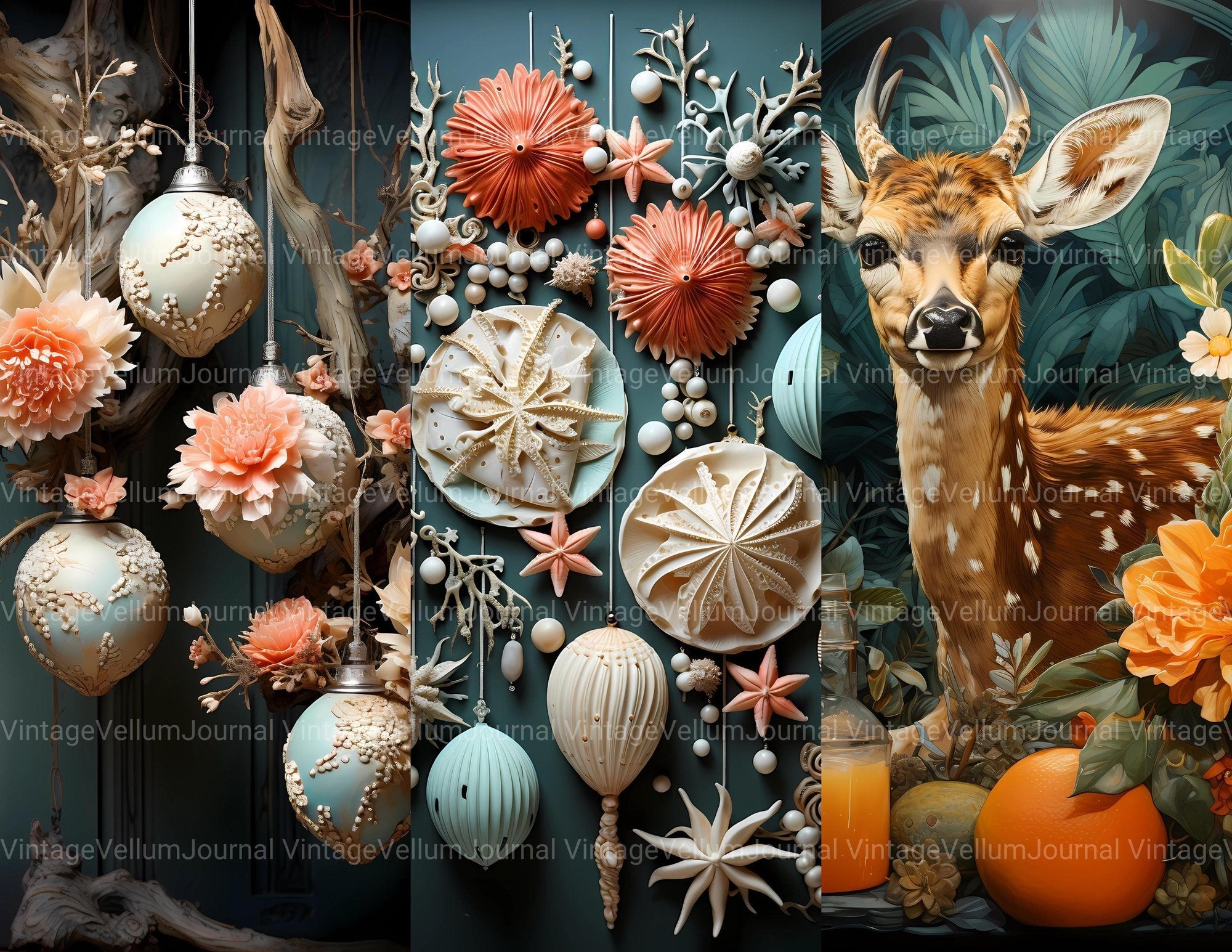 Tropical Christmas Junk Journal Pages - CraftNest