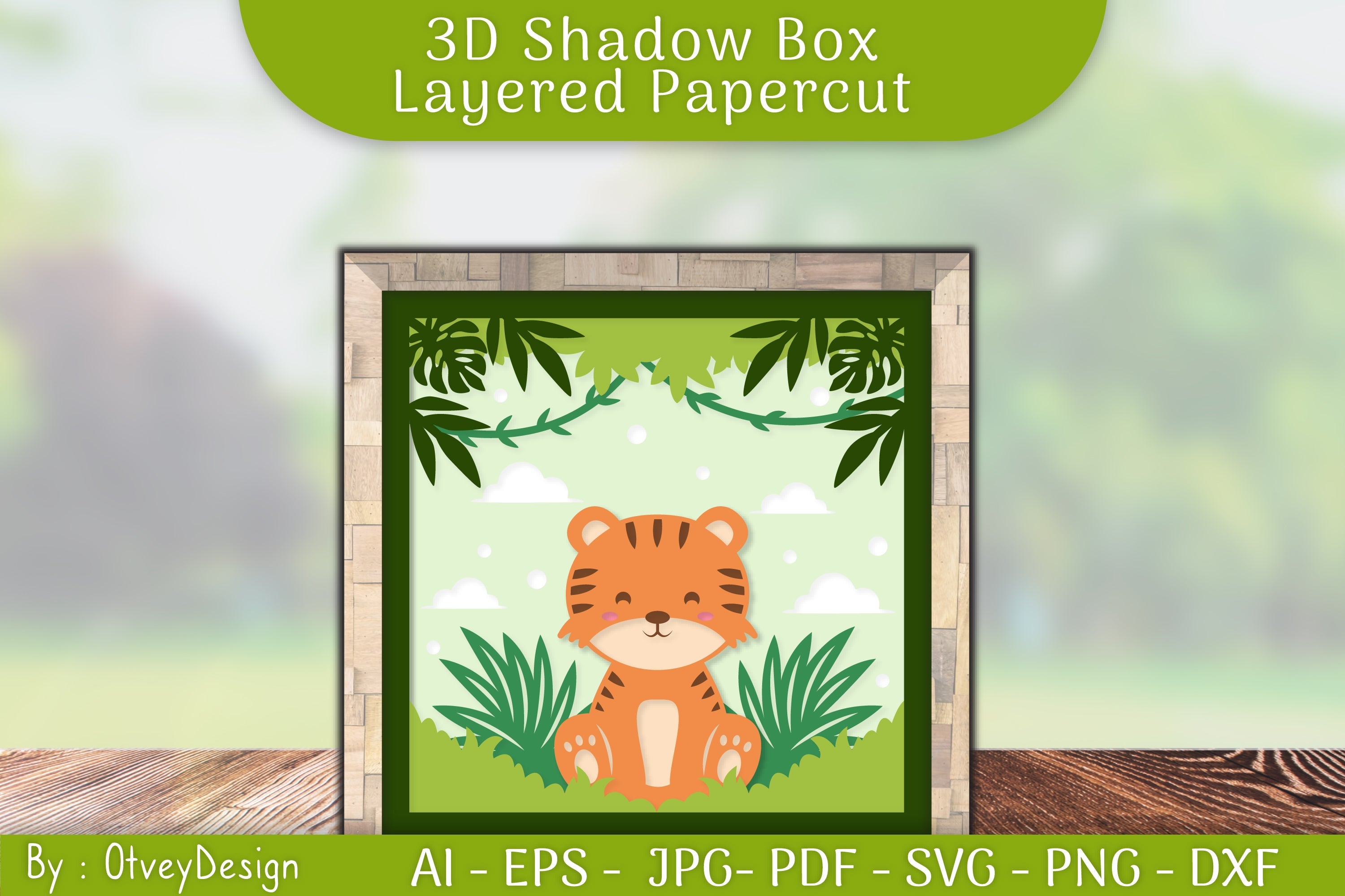 Tiger Animals Shadow Box Layered Papercut SVG Bundle