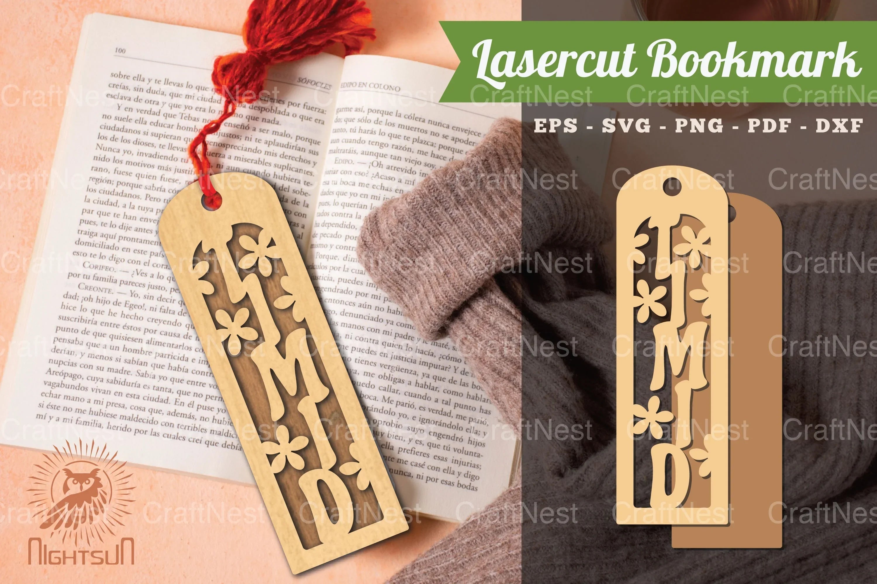Timid Laser Cut Bookmark Design Bundle - CraftNest - Digital Crafting and Art