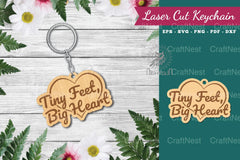 Tini Feet, Big Heart Laser Cut Keychain Design - CraftNest - Digital Crafting and Art
