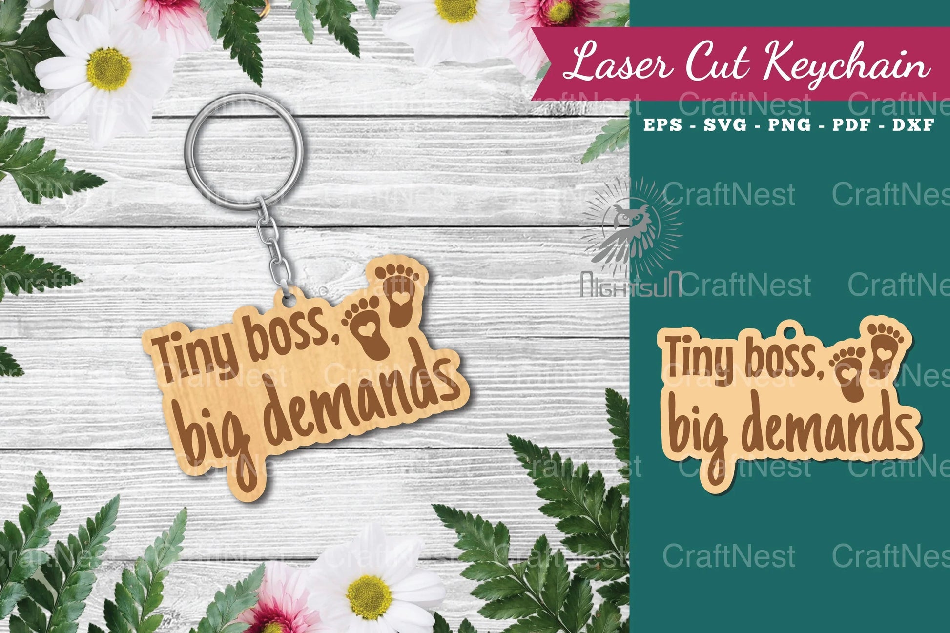 Laser Cut Keychain: Tiny Boss, Big Demands - CraftNest - Digital Crafting and Art