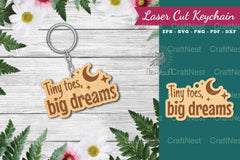 Tiny Toes Big Dream Keychain Design Bundle - CraftNest - Digital Crafting and Art