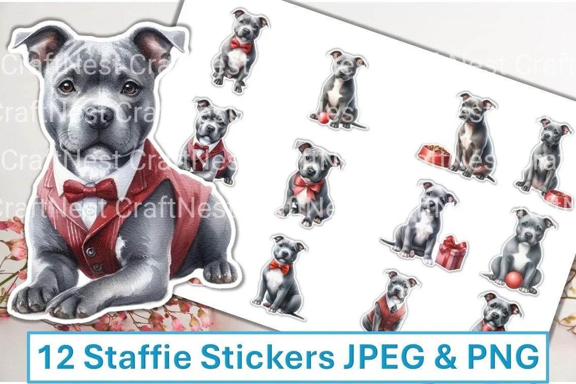 Staffie Dog Stickers Clipart Bundle - CraftNest - Digital Crafting and Art