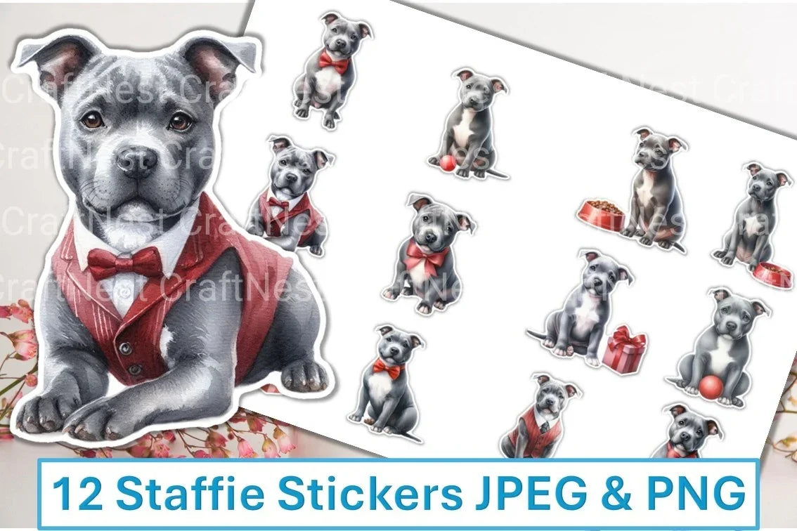 Staffie Dog Stickers Clipart Bundle - CraftNest - Digital Crafting and Art