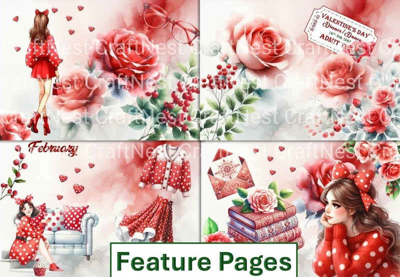 Valentine Junk Journal Clipart Bundle - CraftNest - Digital Crafting and Art