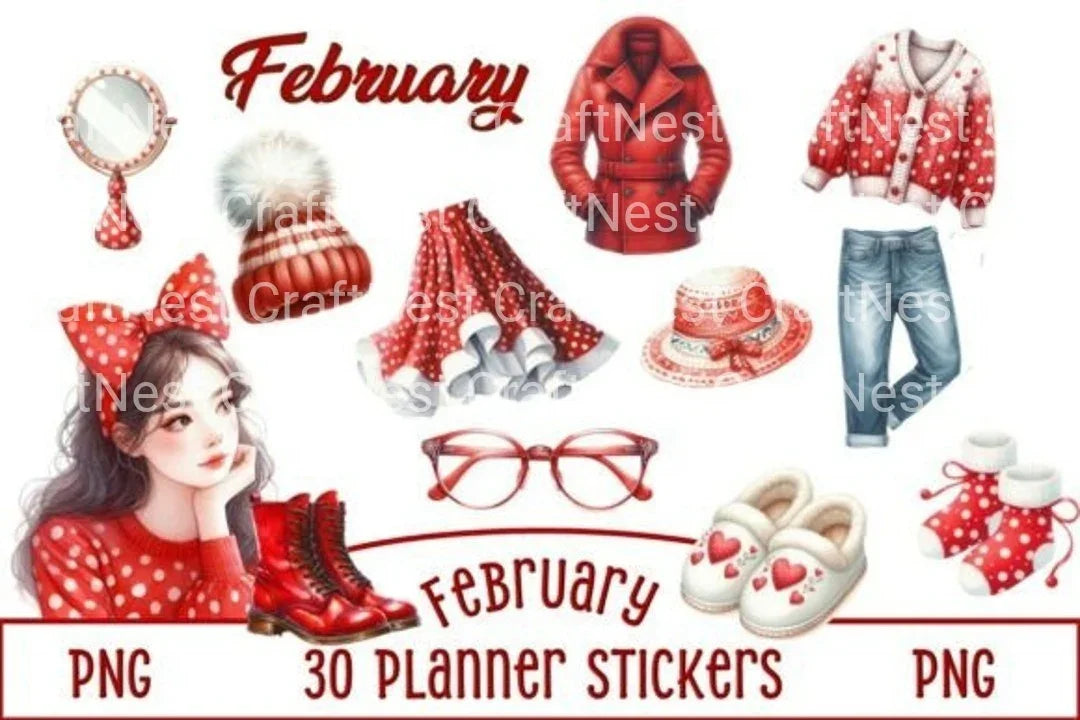 February Valentine Stickers Clipart Bundle - CraftNest - Digital Crafting and Art