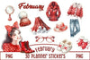 February Valentine Stickers Clipart Bundle
