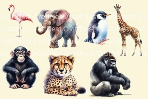 Zoo Animals Clipart Bundle - CraftNest - Digital Crafting and Art