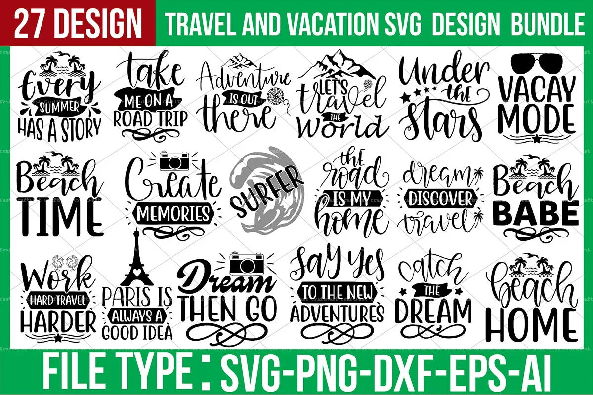 Travel & Vacation SVG Bundle - CraftNest - Digital Crafting and Art