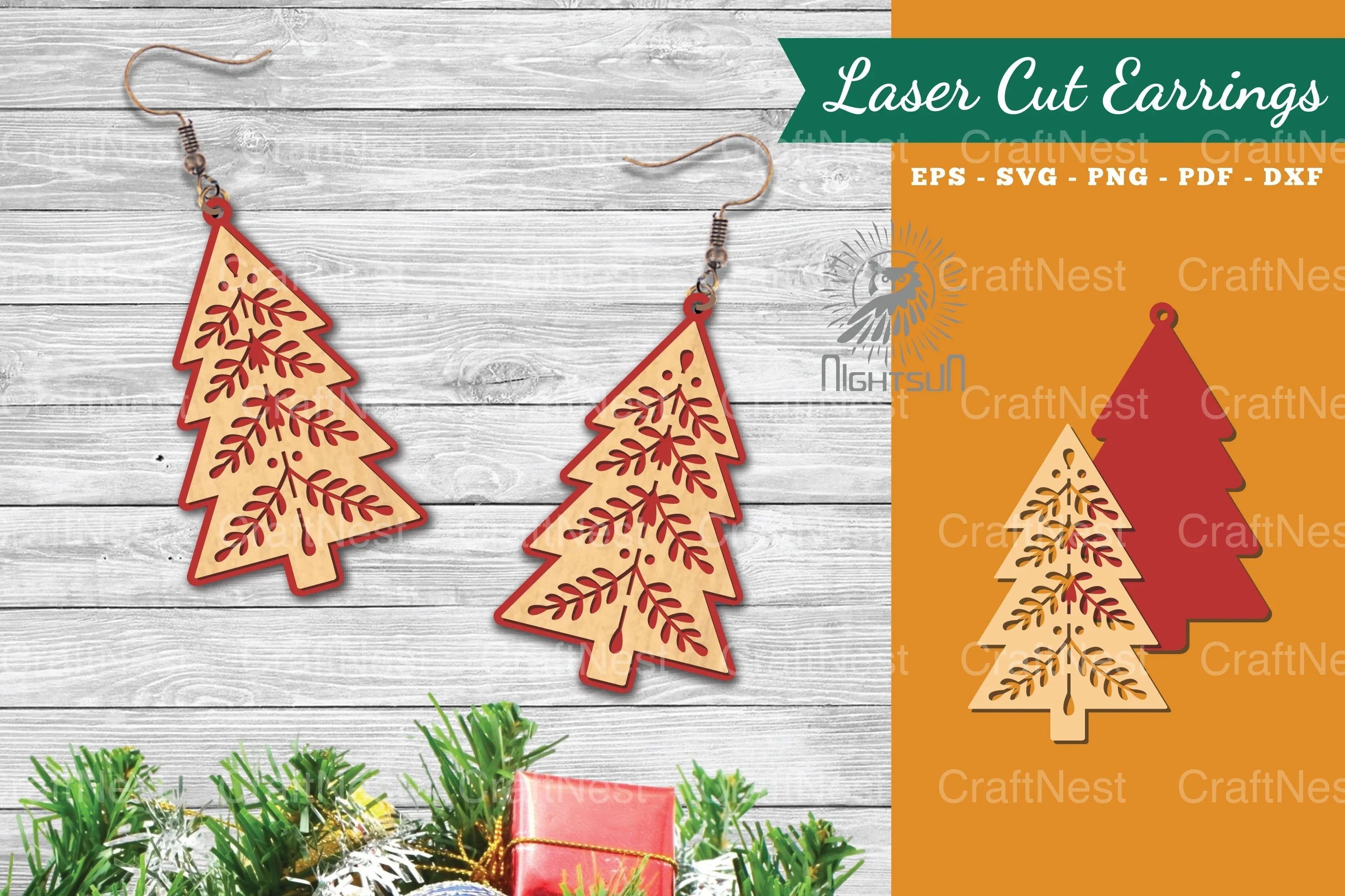 Tree Laser Cut Earrings SVG Bundle - CraftNest - Digital Crafting and Art