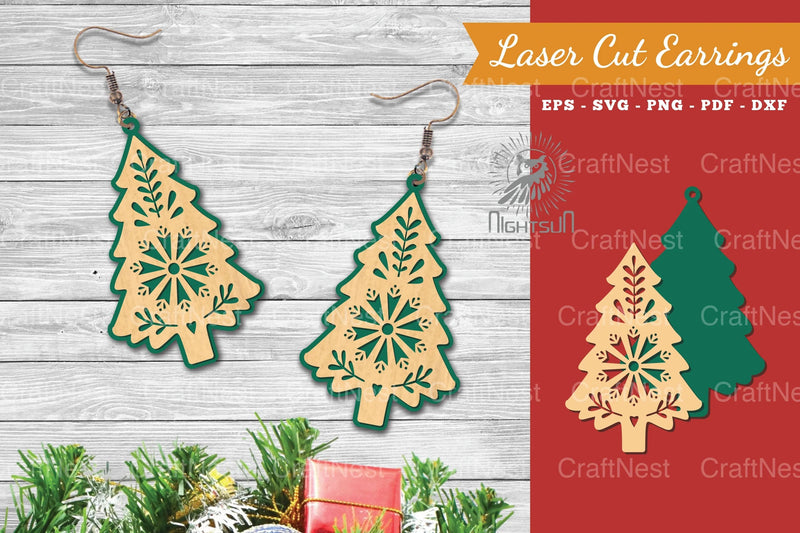 Tree Laser Cut Earrings SVG Bundle - CraftNest - Digital Crafting and Art