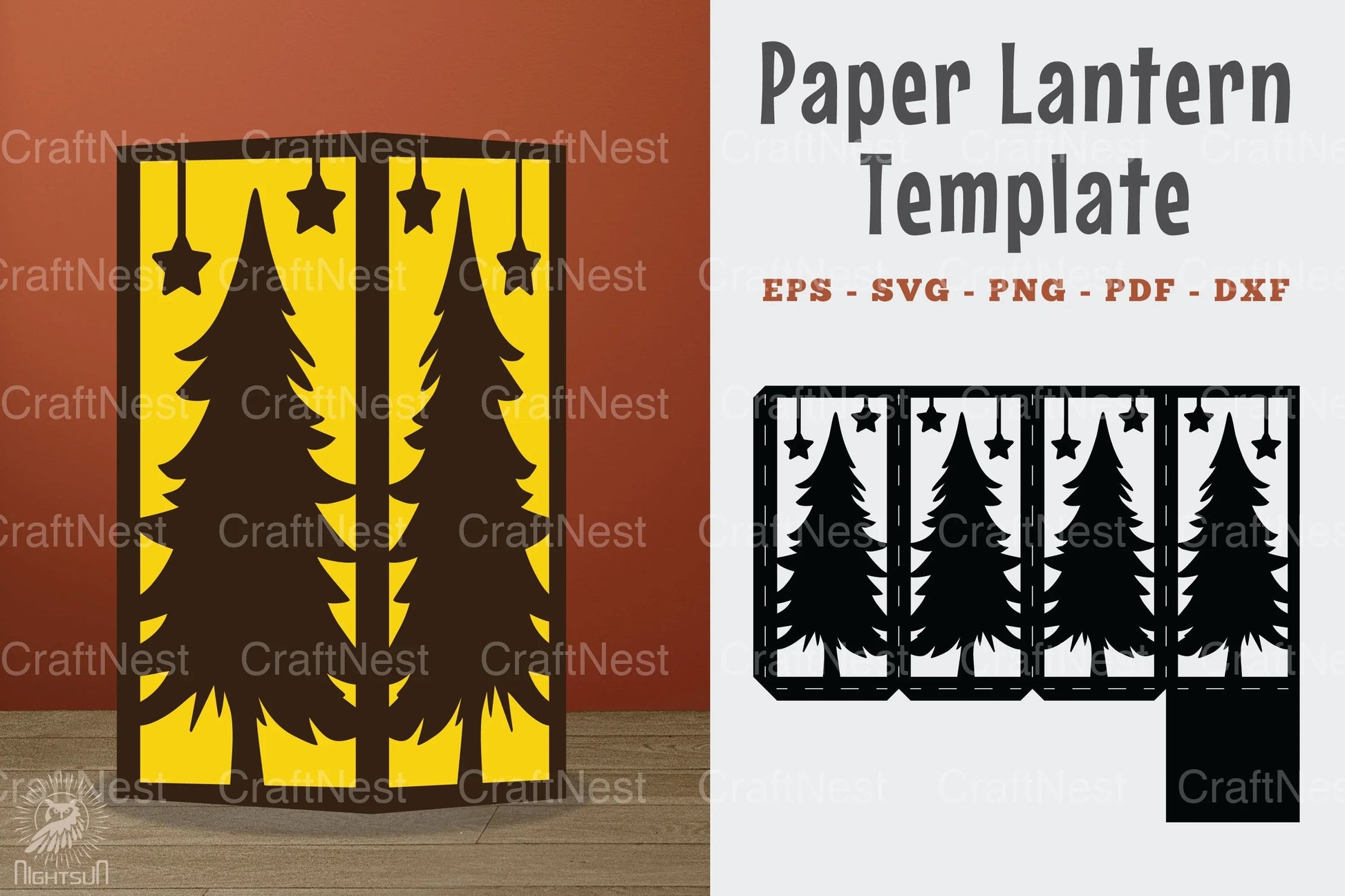 Tree Papercut Lantern Template - SVG Bundle - CraftNest - Digital Crafting and Art