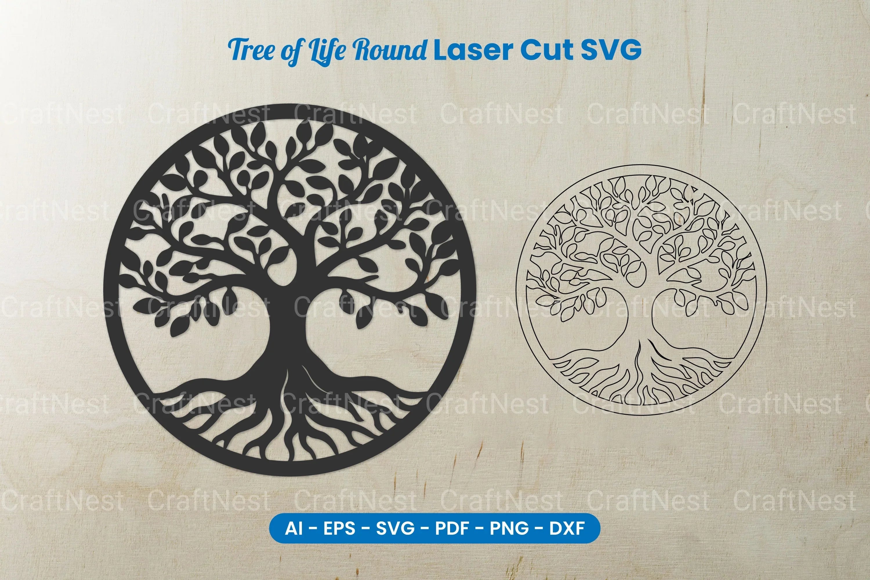 Tree of Life Round Laser Cut SVG Bundle - CraftNest - Digital Crafting and Art