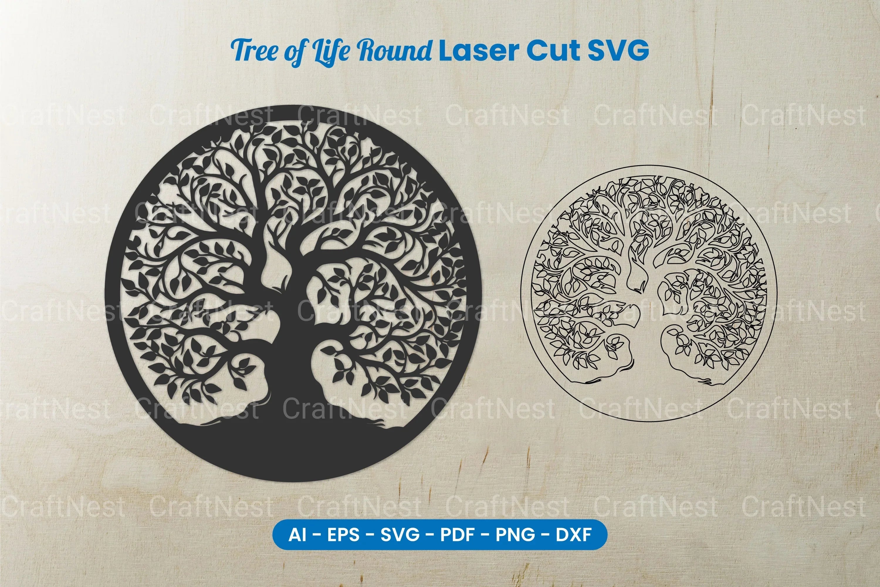 Tree of Life Round Laser Cut SVG Bundle - CraftNest - Digital Crafting and Art
