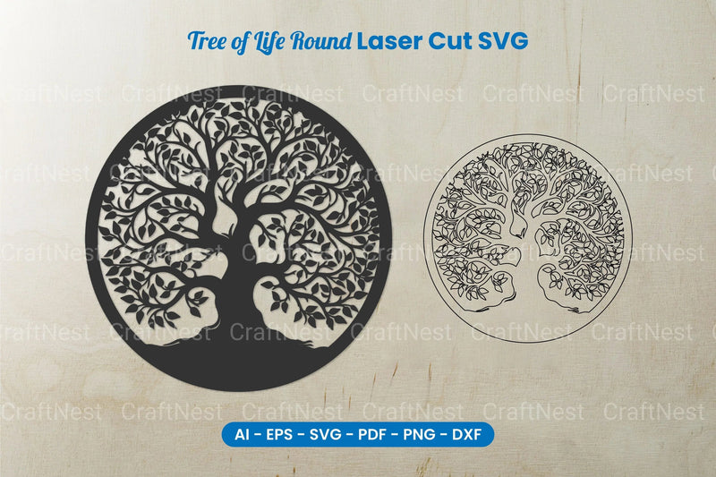 Tree of Life Round Laser Cut SVG Bundle - CraftNest - Digital Crafting and Art