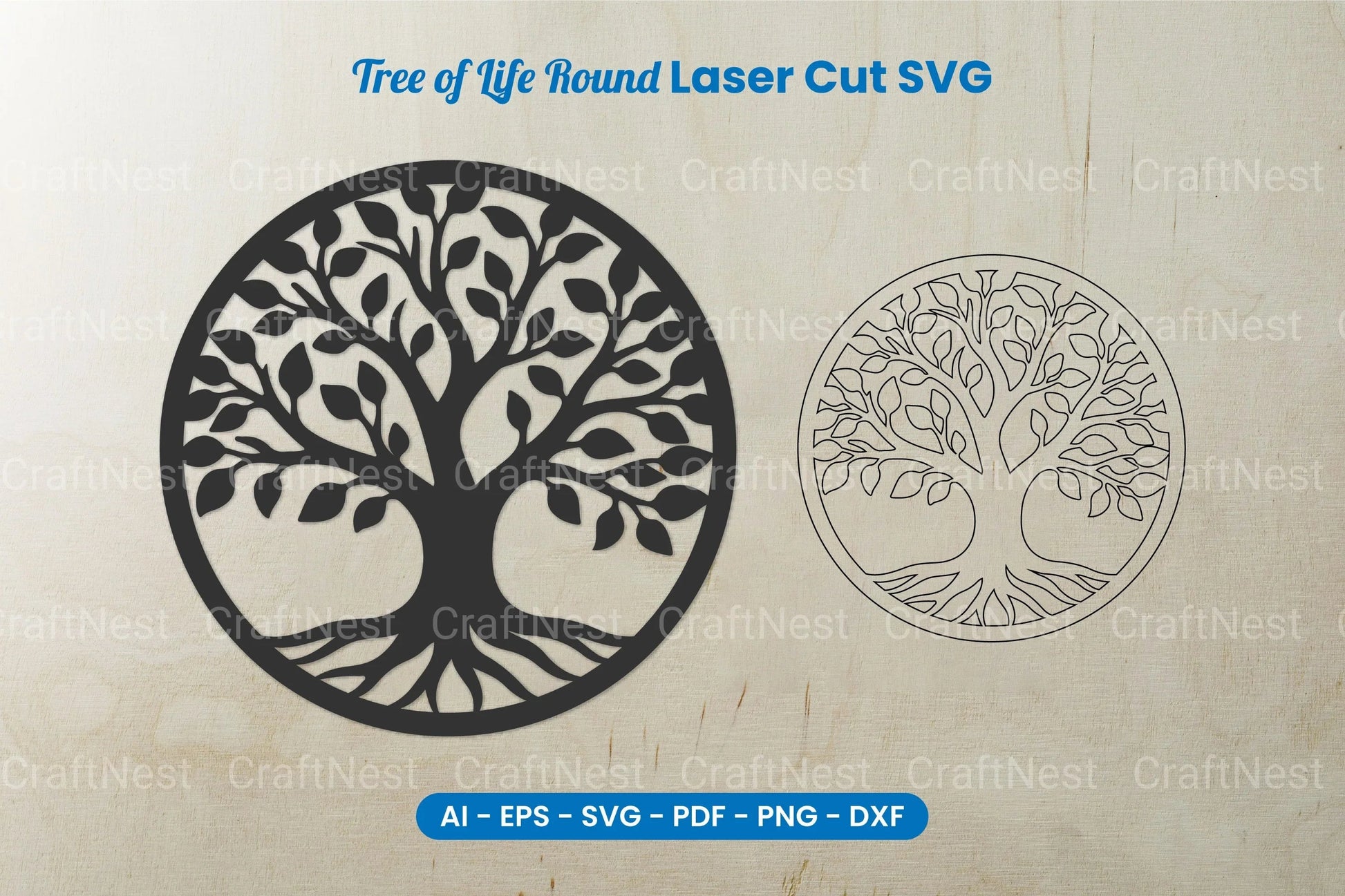 Tree of Life Round Laser Cut SVG Bundle - CraftNest - Digital Crafting and Art