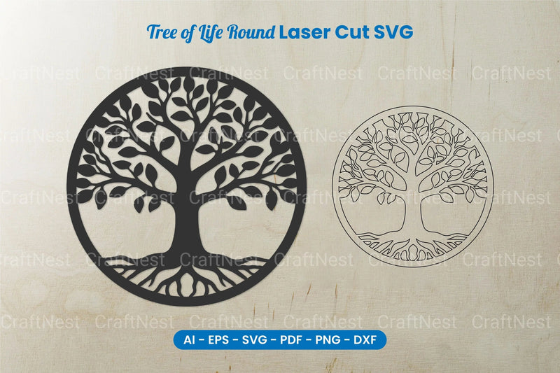 Tree of Life Round Laser Cut SVG Bundle - CraftNest - Digital Crafting and Art