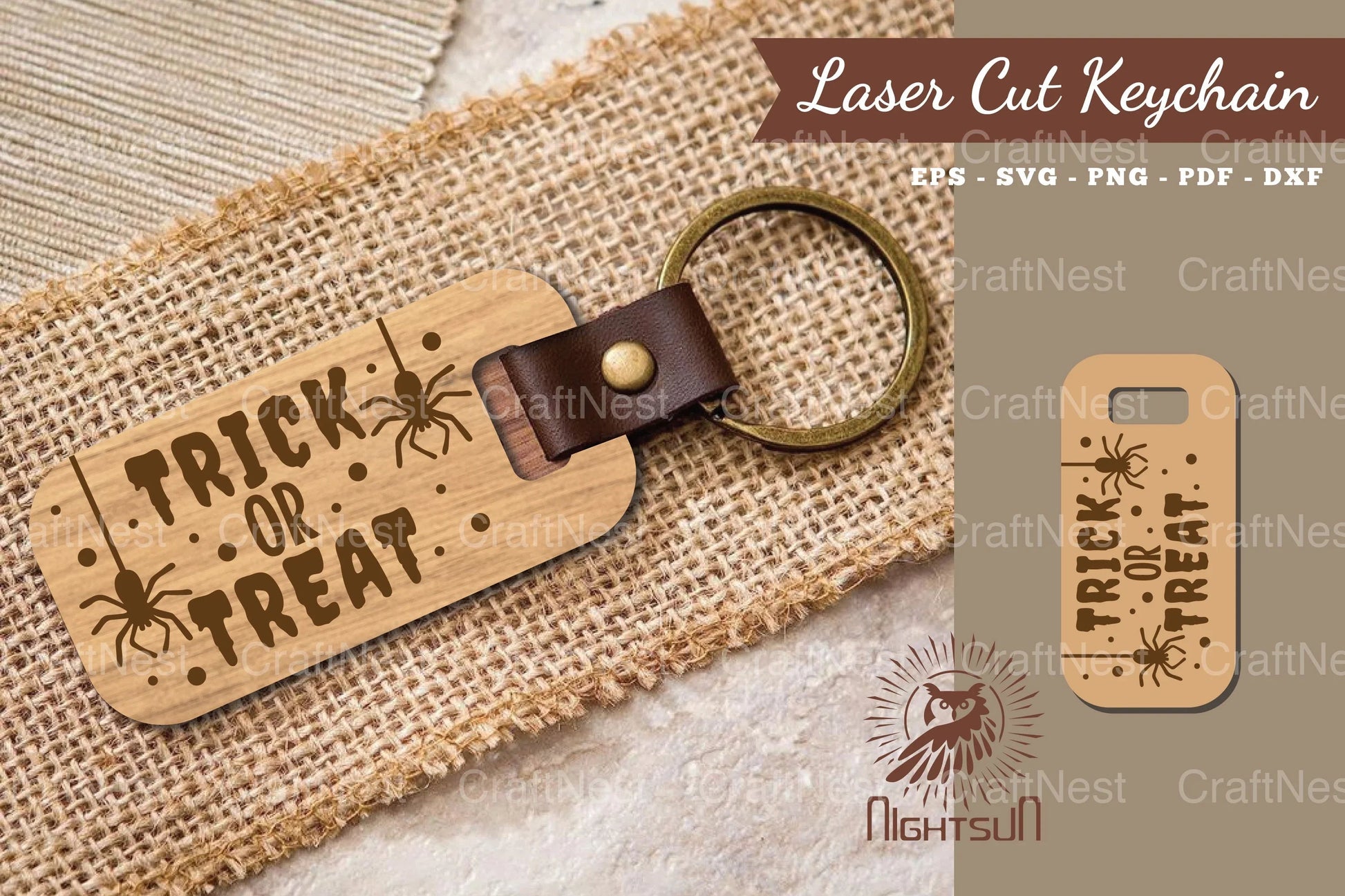 Trick Or Treat Laser Cut Keychain Design - CraftNest - Digital Crafting and Art