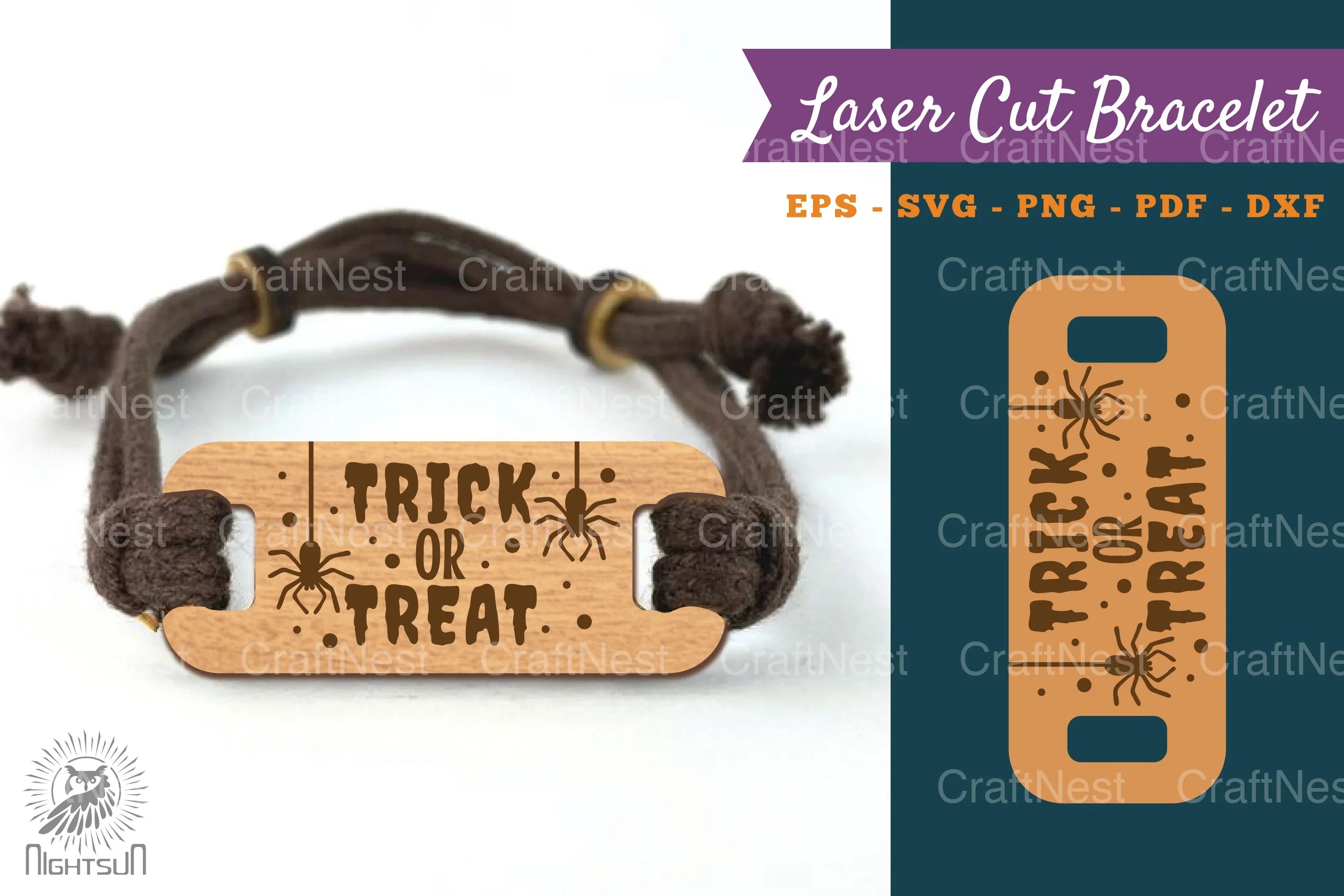 Trick or Treat Laser Cut Bracelet SVG Design Bundle - CraftNest - Digital Crafting and Art