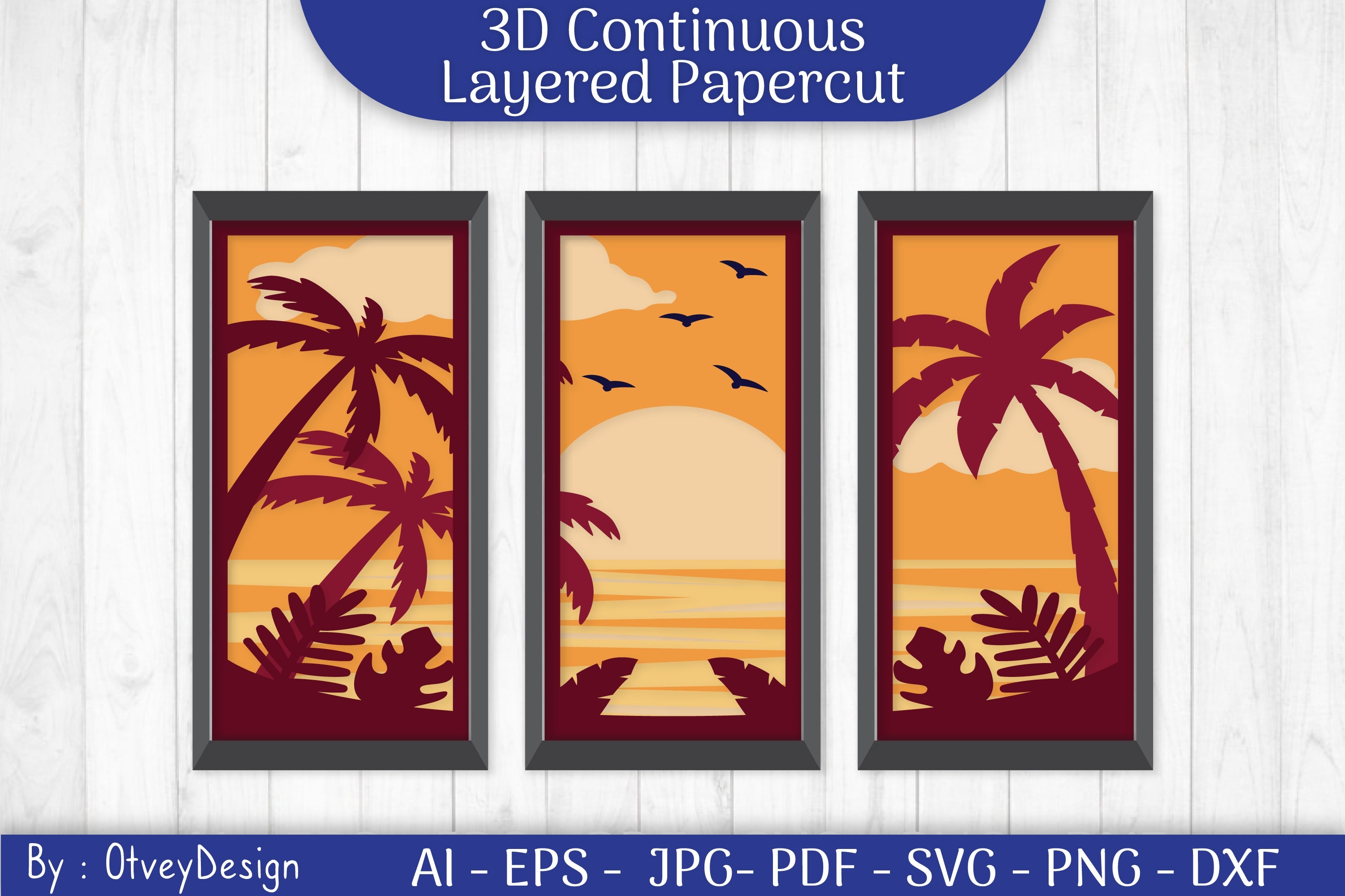 Tropical Beach 3D Layered Papercut SVG Bundle