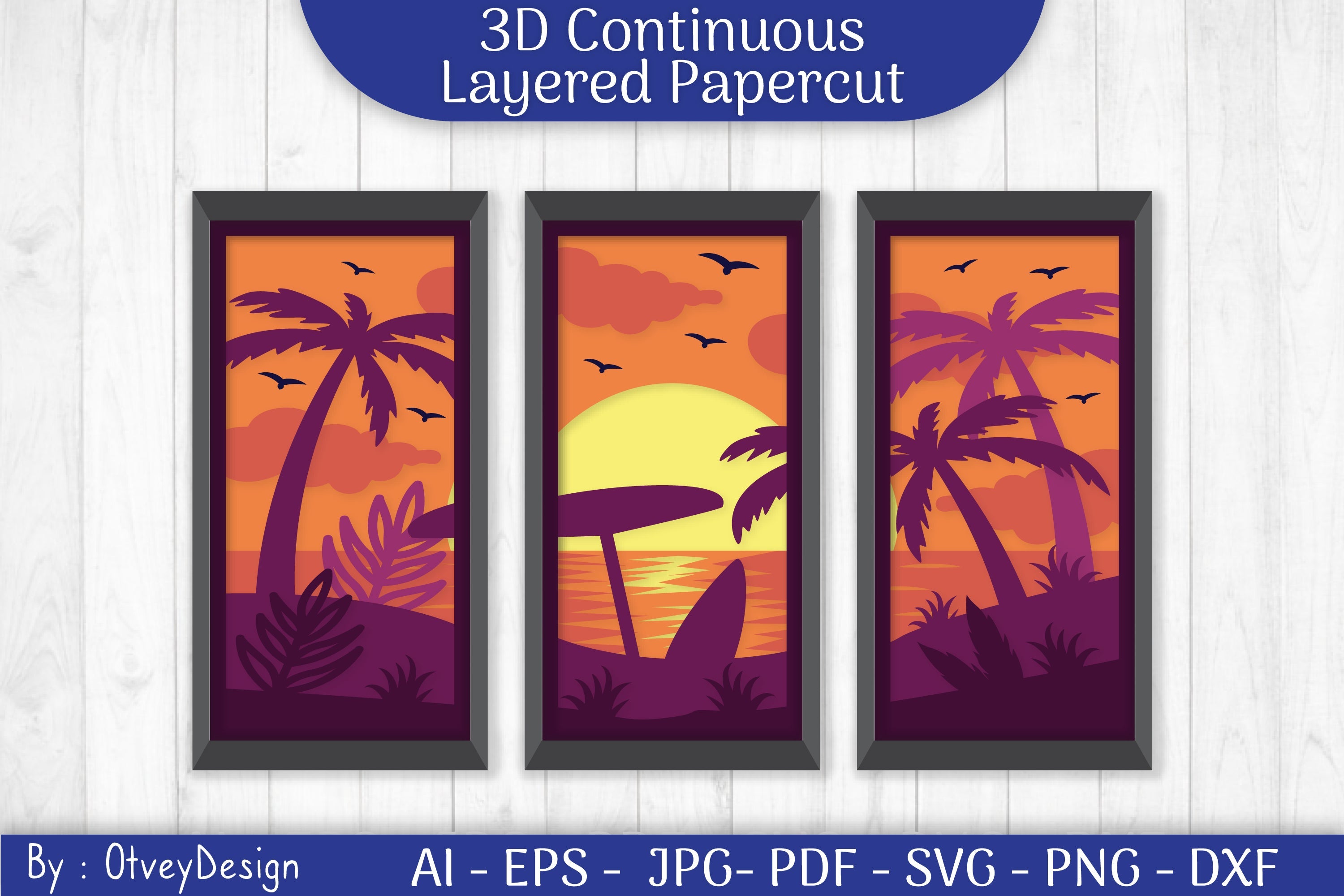 Tropical Beach 3D Layered Papercut SVG Bundle