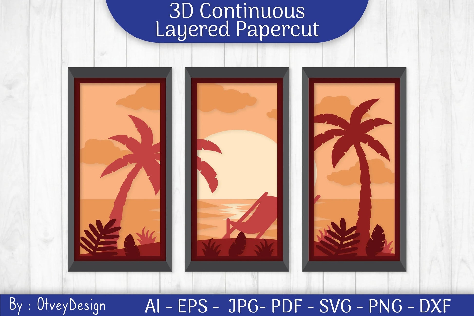 Tropical Beach 3D Layered Papercut SVG Bundle - CraftNest - Digital Crafting and Art