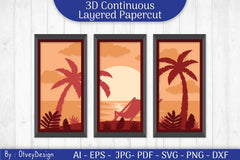 Tropical Beach 3D Layered Papercut SVG Bundle - CraftNest - Digital Crafting and Art