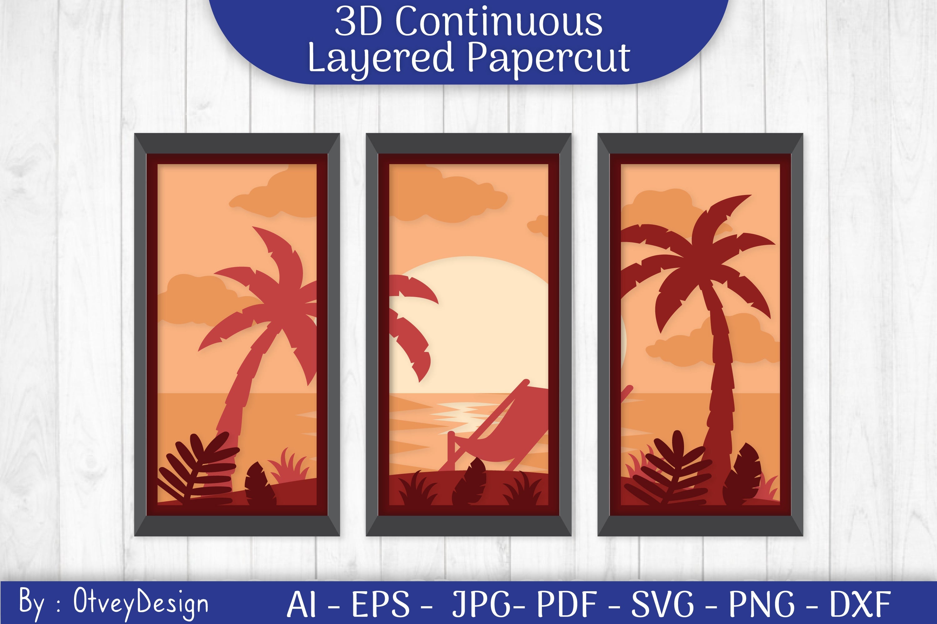 Tropical Beach 3D Layered Papercut SVG Bundle