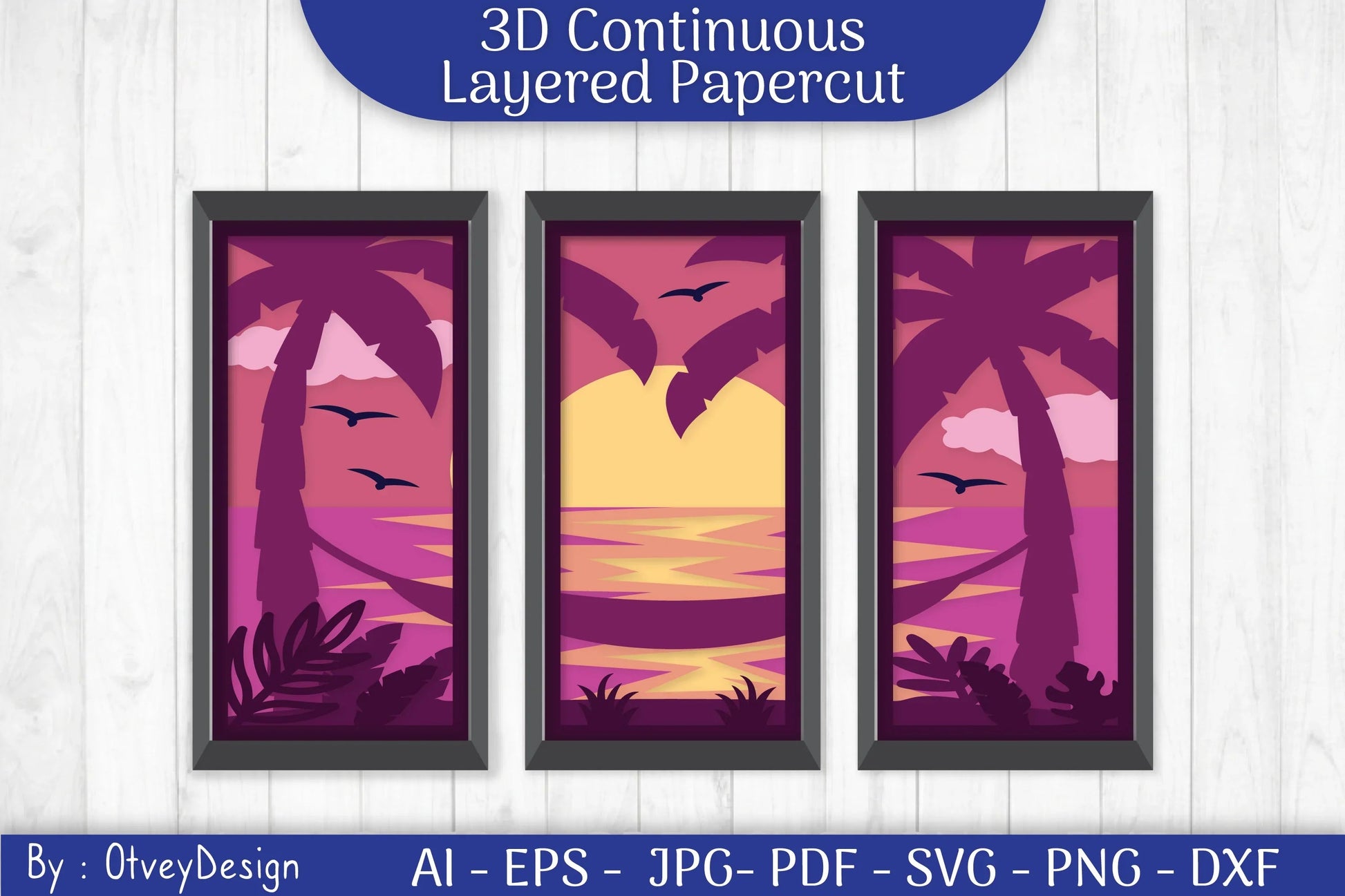 Tropical Beach 3D Layered Papercut SVG Bundle - CraftNest - Digital Crafting and Art