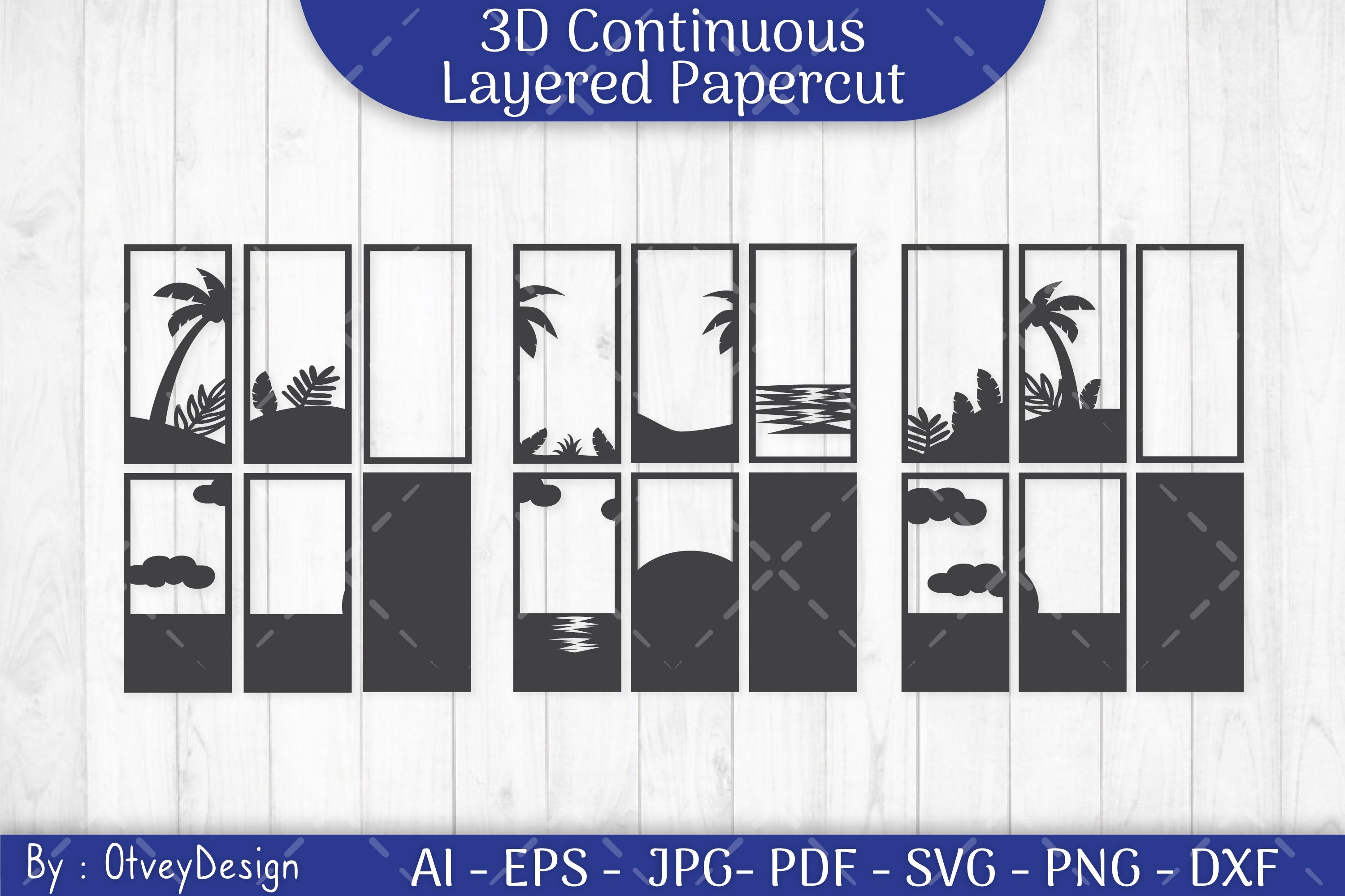 Tropical Beach 3D Layered Papercut SVG Bundle